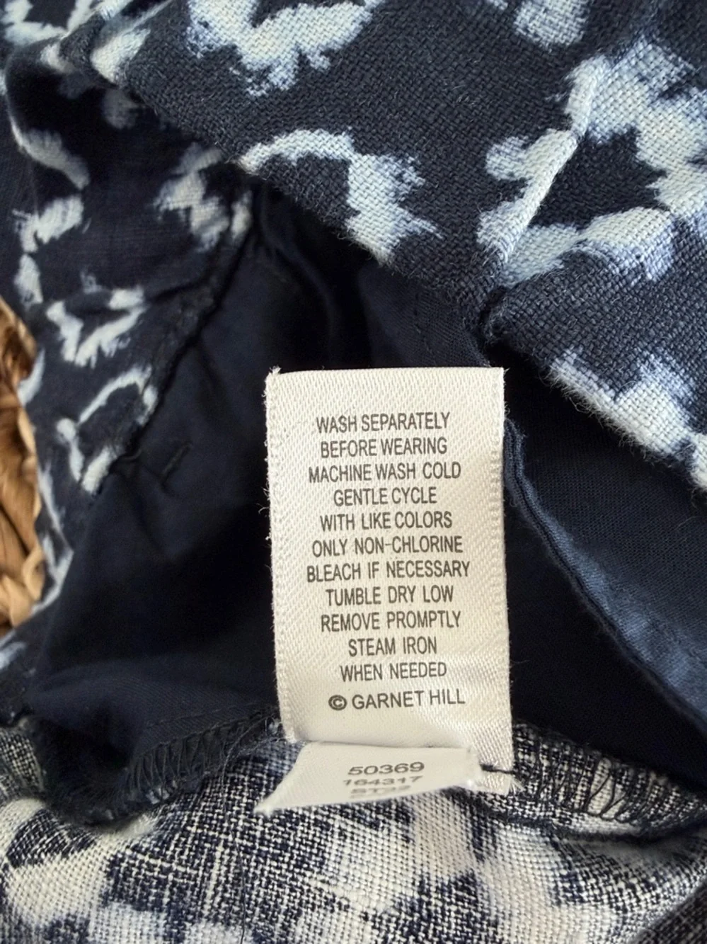 Garnet Hill Linen Floral Ikat Print Wide Leg Crop - Picture 10 of 12
